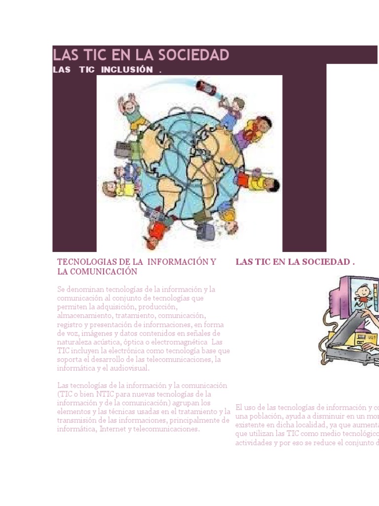 LAS TIC EN LA SOCIEDAD Fuentes 2 | PDF | Tecnología de información y ...