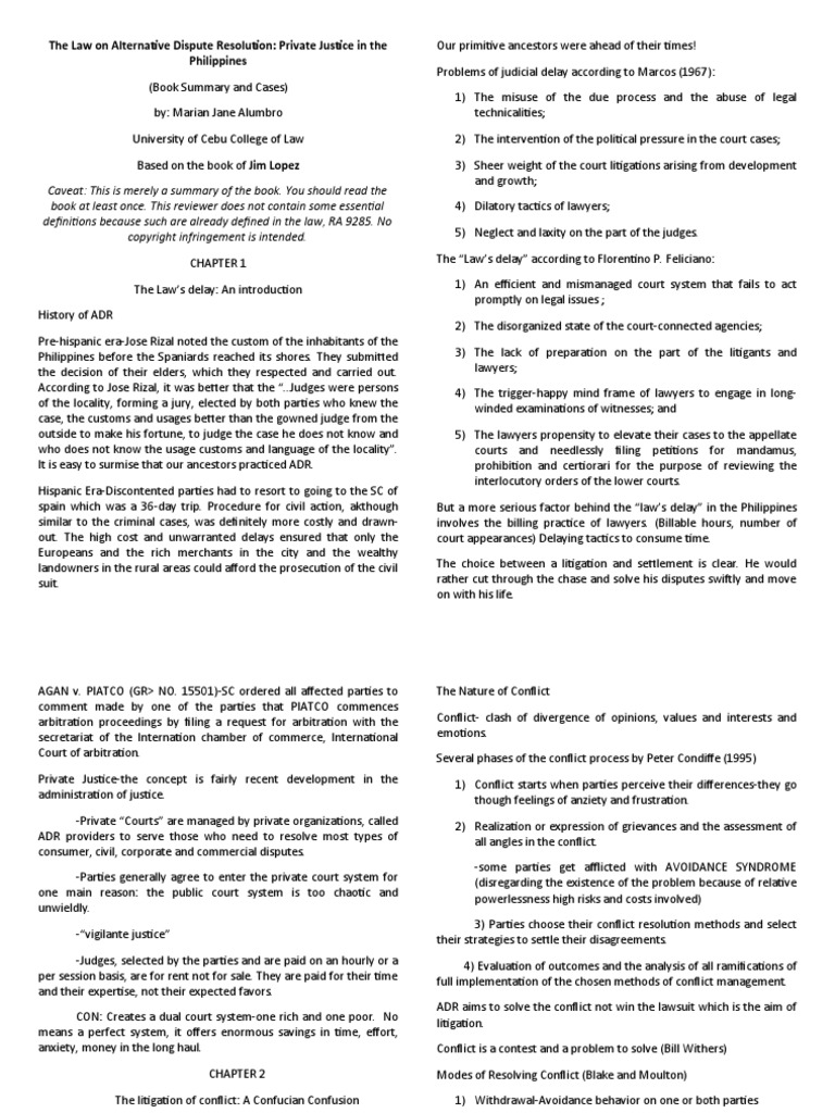 The Law On Alternative Dispute Resolution Private Justice In The