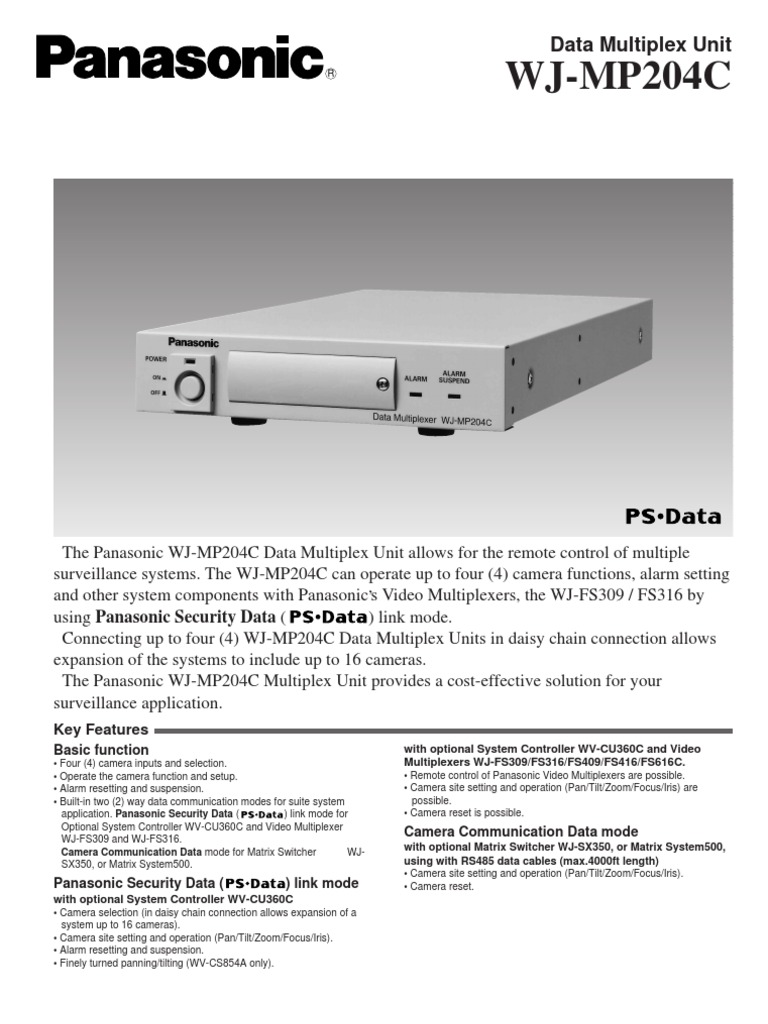 Panasonic Wj Fs616c Switches Owners Manual