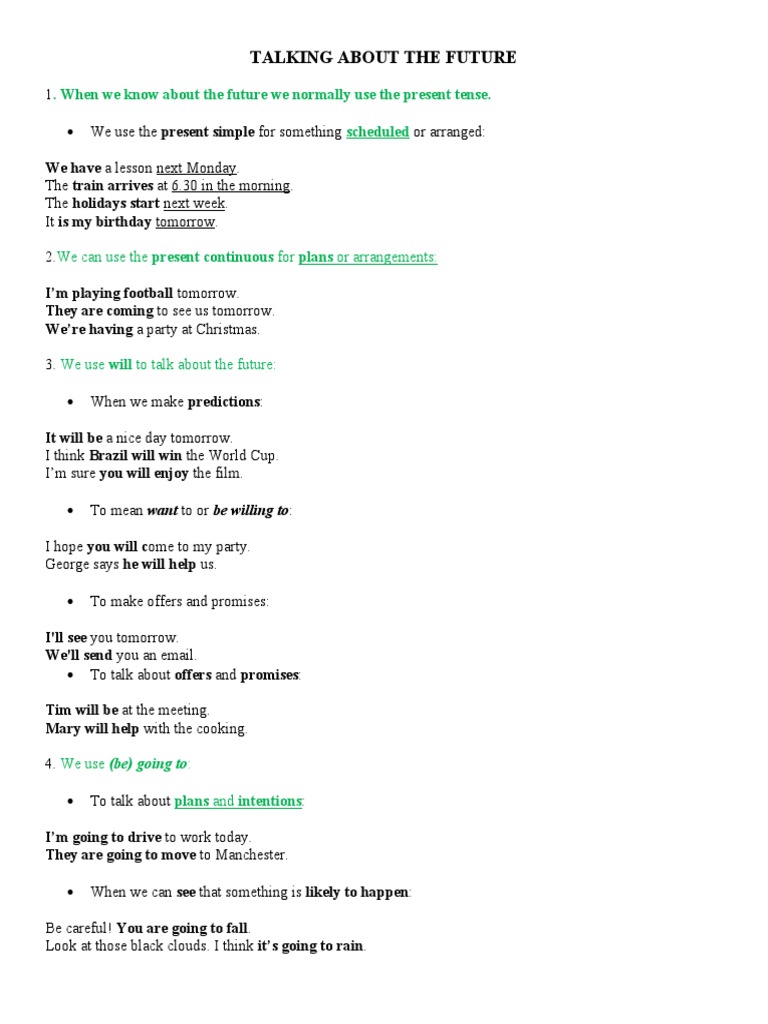 Future Tense Usage Explained | PDF | Grammar | Syntax