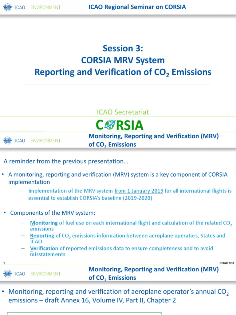 CORSIA MRV System - Reporting and Verification | PDF | Verification And ...