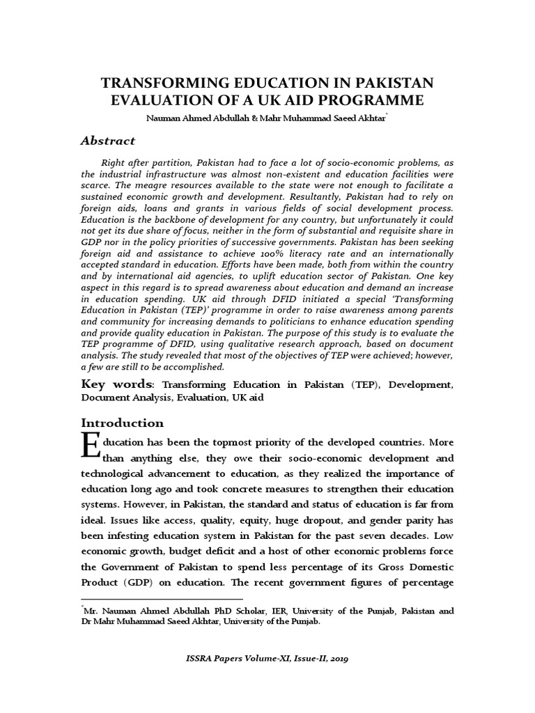 04 Transforming Education in Pakistan | PDF | Department For ...