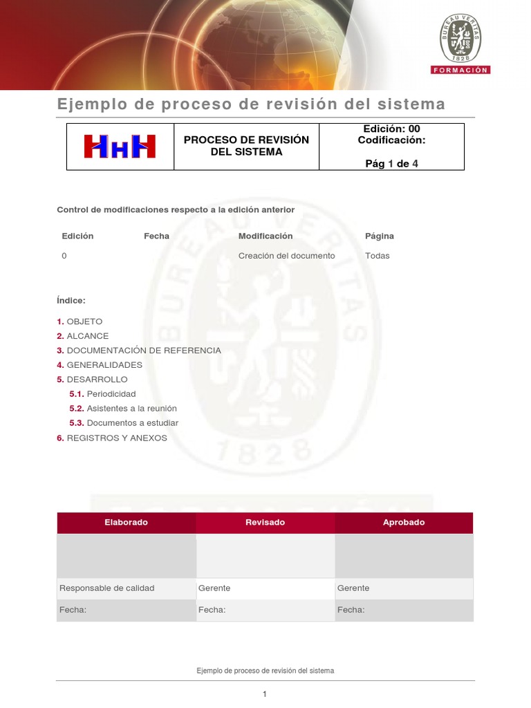 Ejemplo Proceso Revision Direccion | PDF | Sistema de manejo de calidad ...