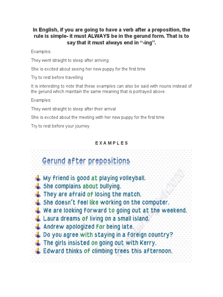 Gerunds After Prepositions in English | PDF | Language Arts ...