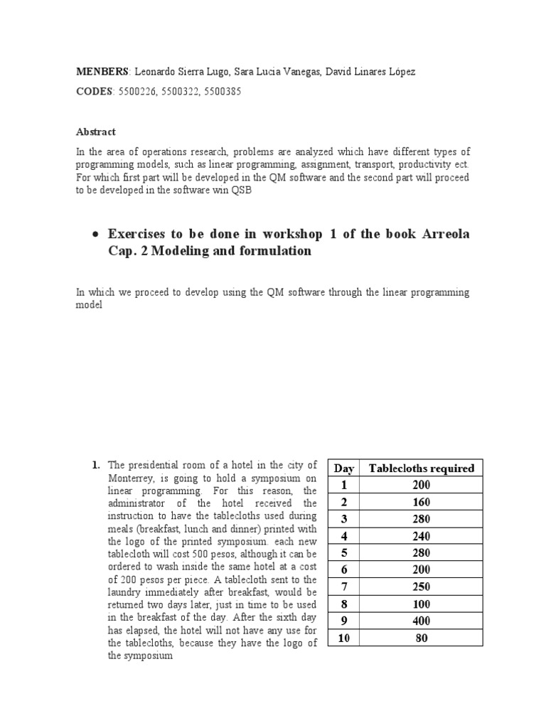 Operations Research Exercises and Solutions | PDF | Applied Mathematics ...