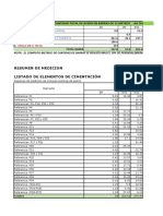 Cantidad total de acero en barras de cimentación y estructura