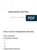 Paragraph Writing: Structure of A Paragraph