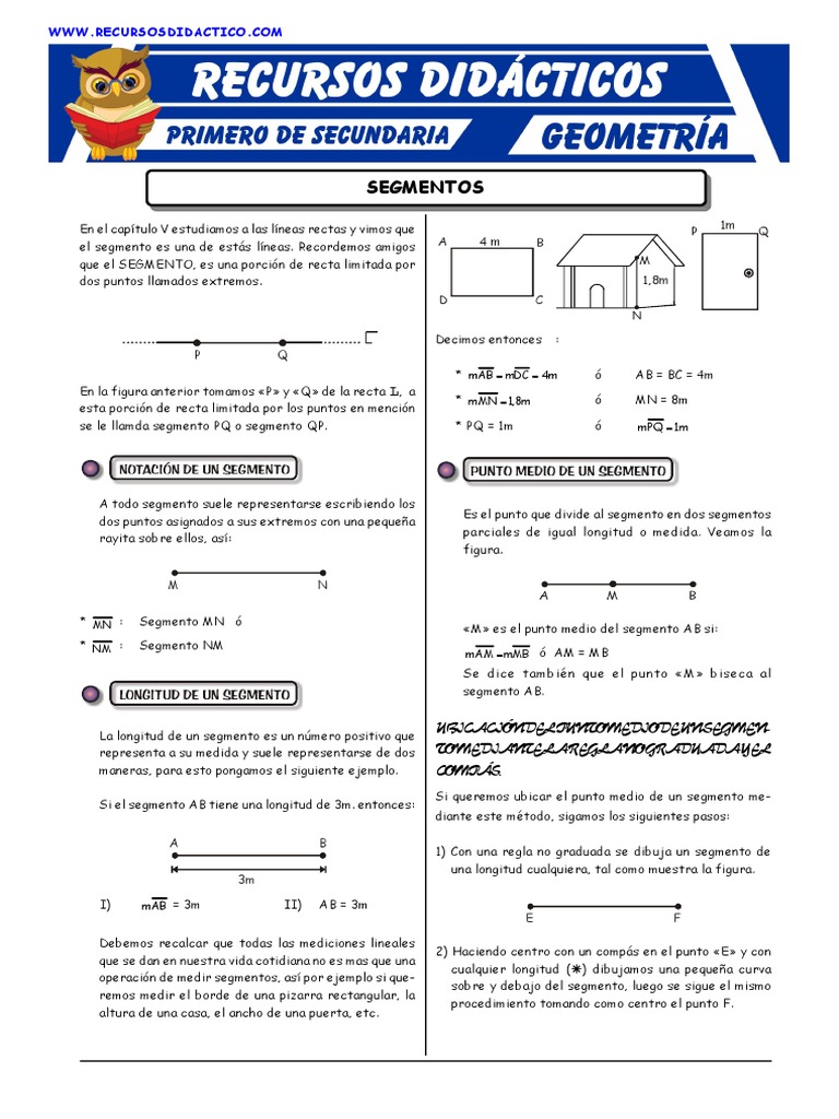 Ejercicios sobre Segmentos para Secundaria | PDF | Matemática Elemental ...