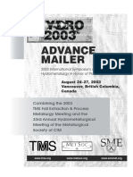 Advance Mailer: 2003 International Symposium On Hydrometallurgy in Honor of Professor Ian Ritchie