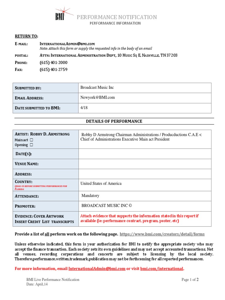 Live Performance Notification 4.18 | PDF