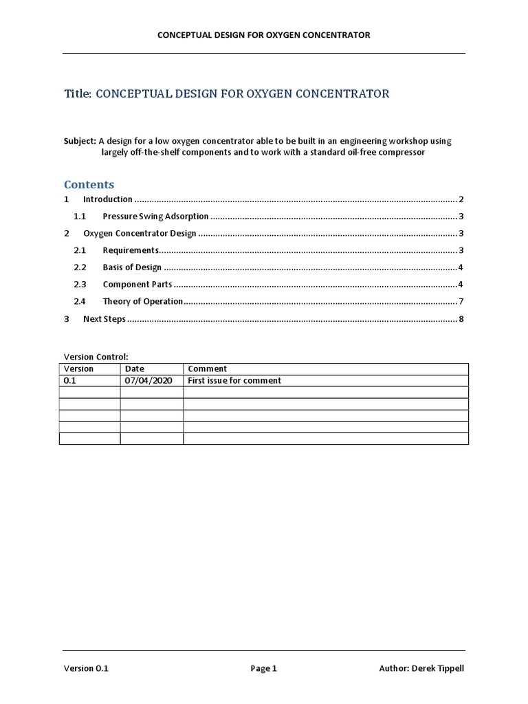Oxygen Concentrator Design Concept | PDF | Gases | Chemical Process ...