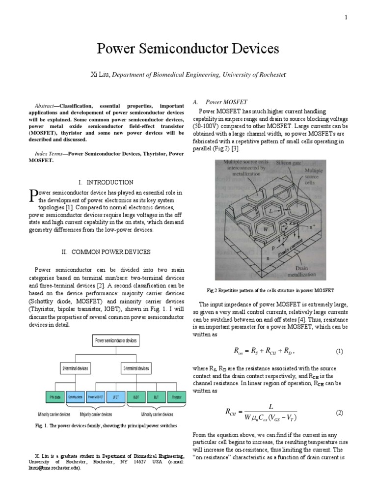 Overview of Power Semiconductor Devices | PDF | Mosfet | Field Effect ...