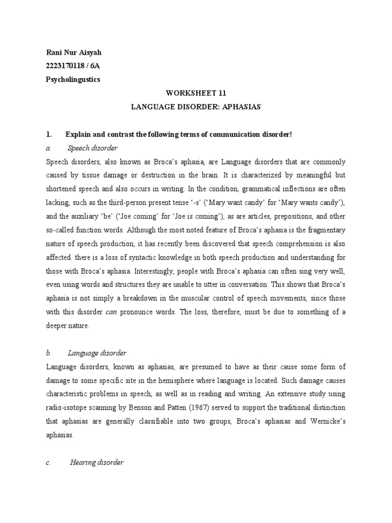 Understanding Language Disorders: Aphasia | PDF | Speech | Aphasia