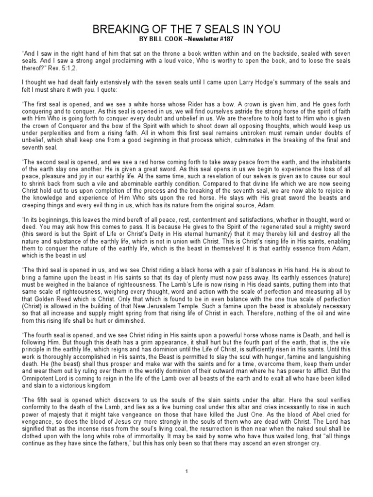 Breaking the Seven Seals Within | PDF | The Beast (Revelation) | Jesus