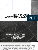 Rule 16 - The Arbitration Award