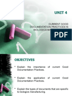 Unit 4: Current Good Documentation Practices in Biologics Manufacturing