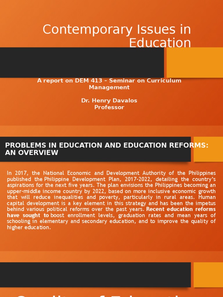 Contemporary Issues in Philippine Education | PDF | Programme For ...