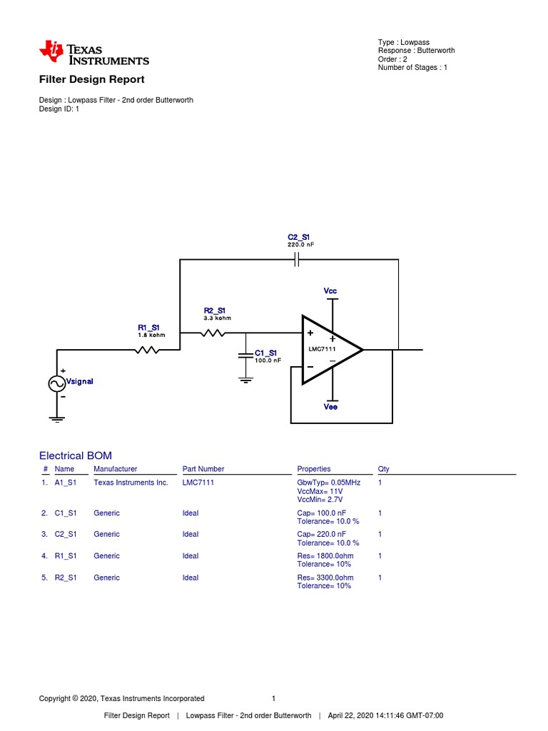 Filter Design Report 1 | PDF | Low Pass Filter | Electricity