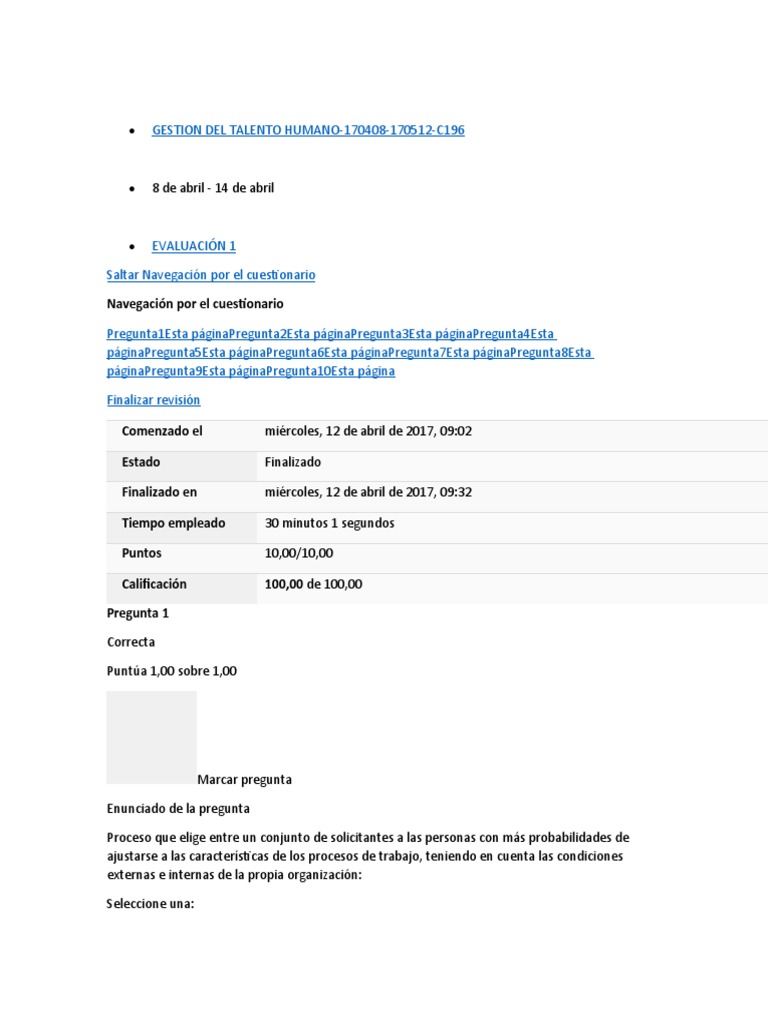 Examen 1 Talento Humano | PDF | Salario | Gestión de recursos humanos