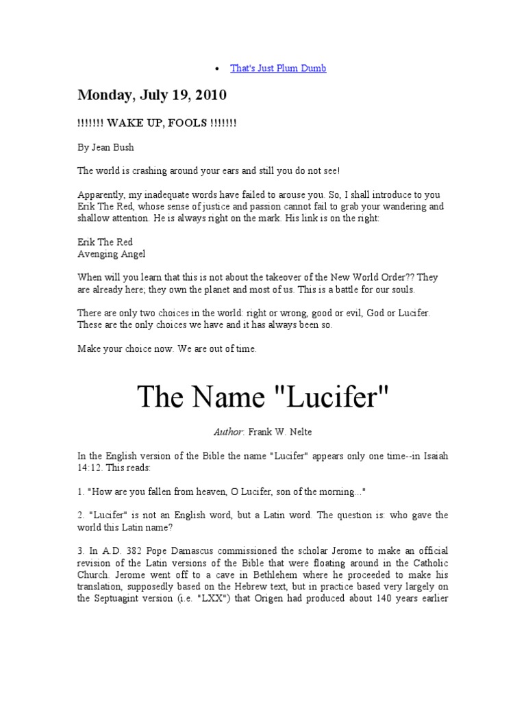LUCIFER | PDF | Lucifer | Cain And Abel