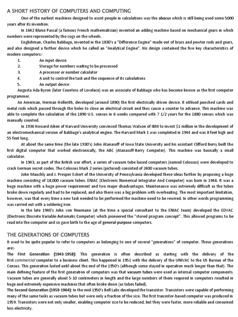 History of Computers and Computing | PDF | Integrated Circuit ...