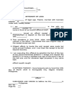 Affidavit of Loss Sample