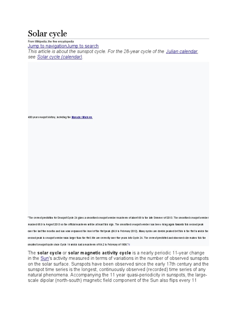 Julian Calendar Solar Cycle (Calendar) | PDF | Sun | Ionosphere