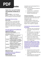 Legal Studies: Topic One: Law and Society The Essential Influences On Law