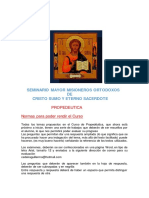 Normas para rendir el Curso de Propedéutica de los Misioneros Ortodoxos