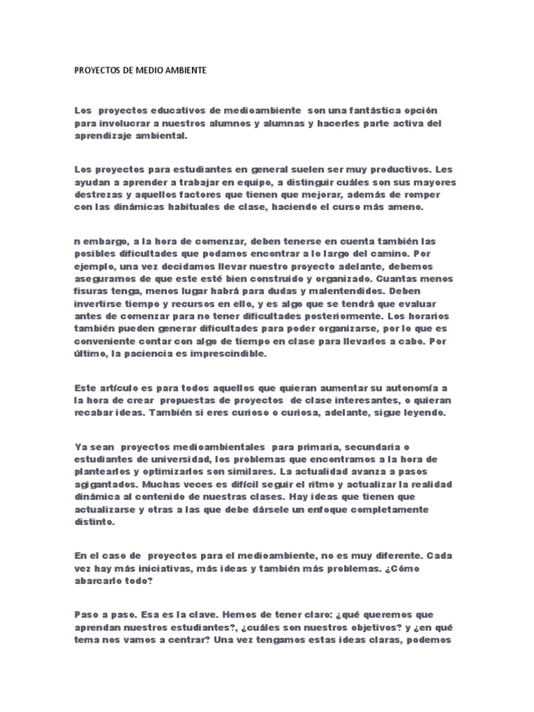 Proyectos de Medio Ambiente | PDF | Entorno natural | Residuos