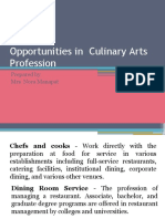Opportunities in Culinary Arts Profession