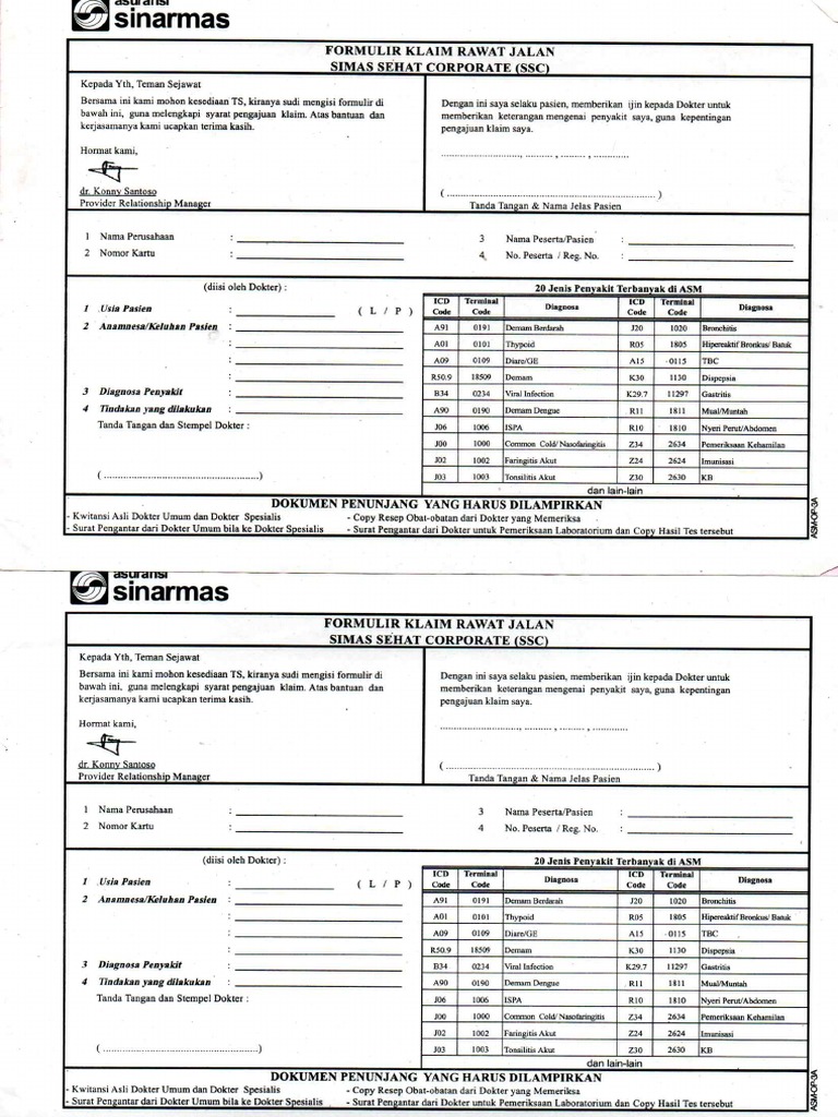 Form RJ Sinarmas | PDF