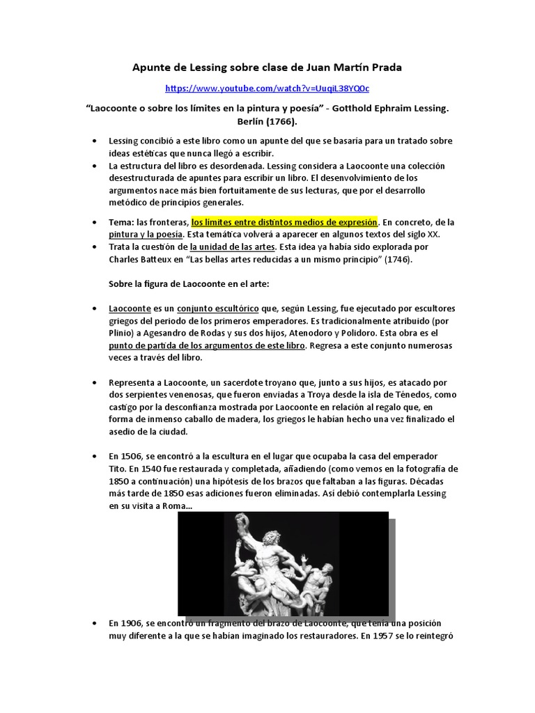 Apunte de Lessing Juan Martín Prada | PDF | Poesía | Estética