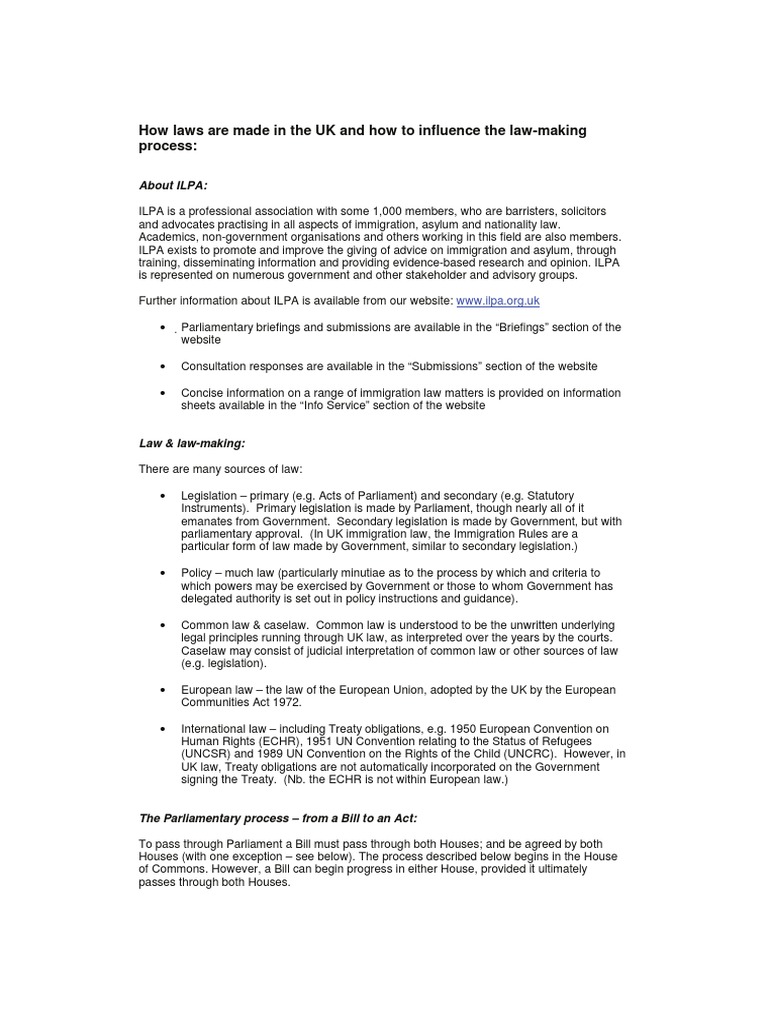 How Laws Are Made in The UK and How To Influence The Law-Making Process ...