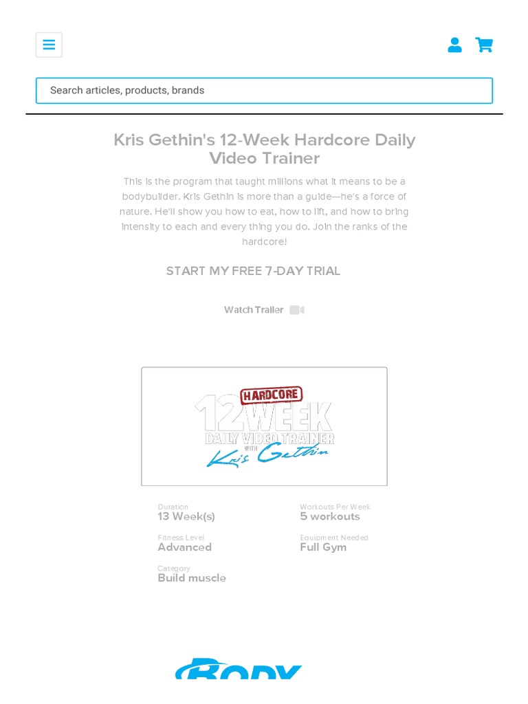 12Week Hardcore Daily Trainer With Kris Gethin PDF Business Wellness