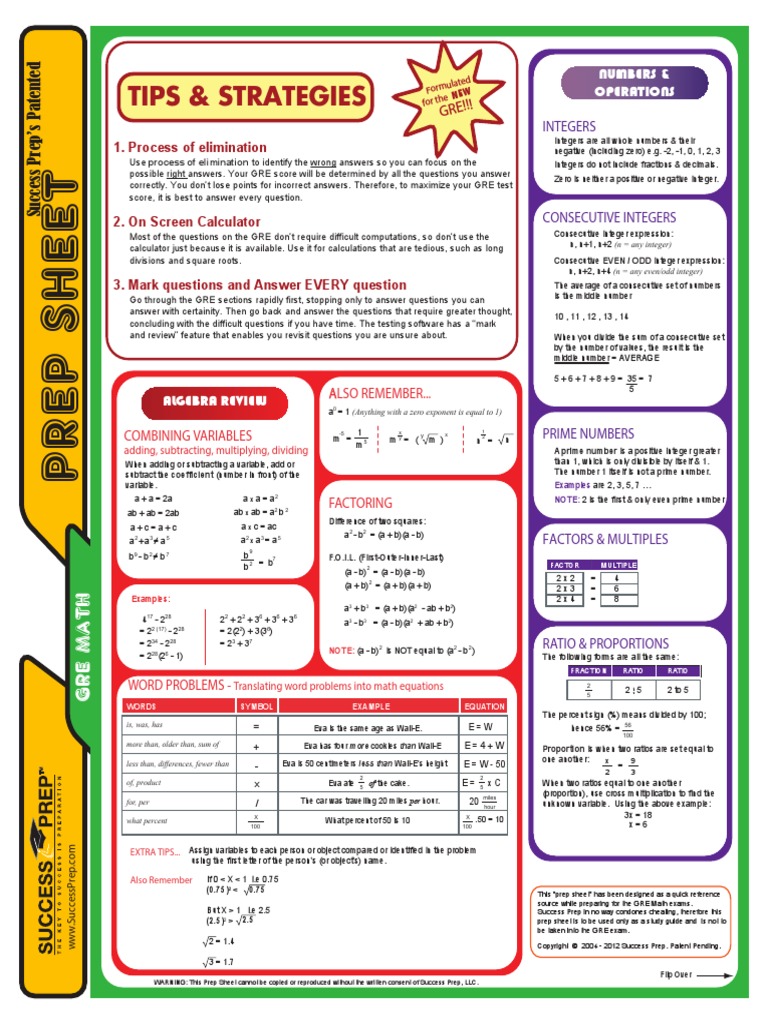 SP GRE Math Prep Sheet PDF | PDF | Triangle | Numbers