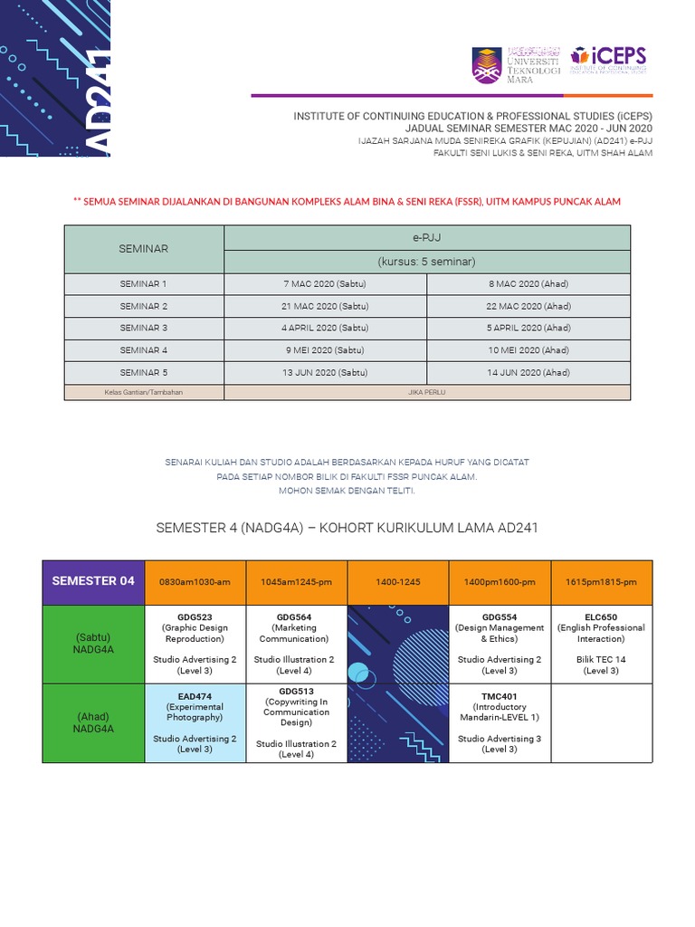 Jadual S 4 Communication Design Design