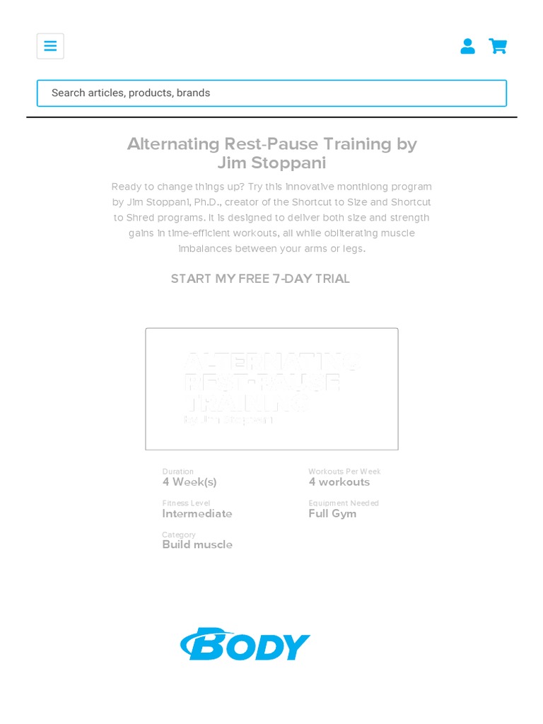 Alternating Rest-Pause Training by Jim Stoppani | PDF | Wellness | Medical
