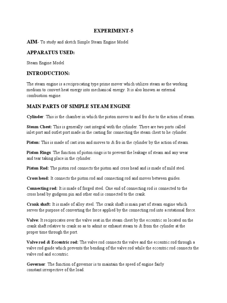 Simple Steam Engine Model Study | PDF | Steam Engine | Piston
