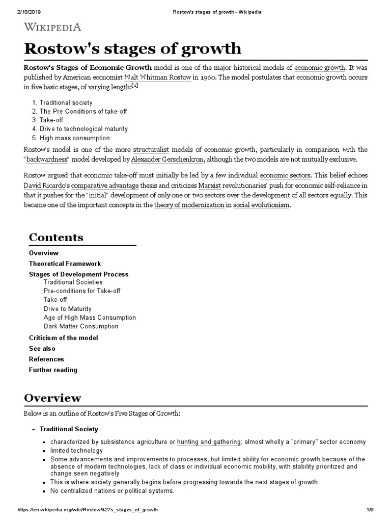 Rostow's Stages of Growth | PDF | Economic Growth | Economics