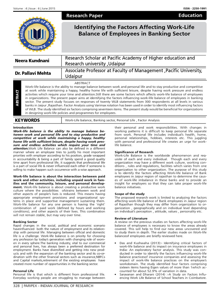 Identifying The Factors Affecting Work-Life Balance of Employees in ...