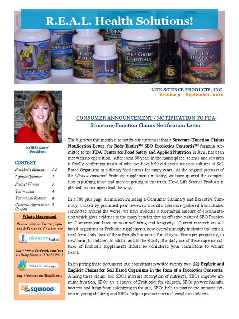 R e a l health solutions consumer announcement notification to fda