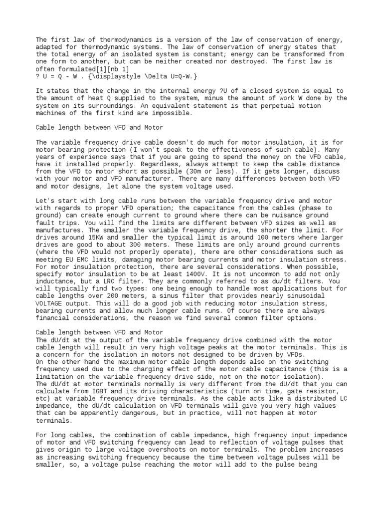 Cable Length Between VFD and Motor Download Free PDF Electric Motor