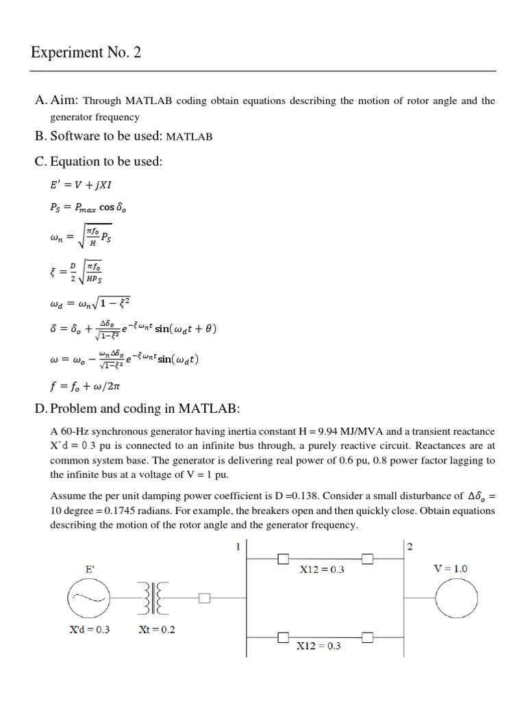 Experiment No. 2: A. Aim: B. Software To Be Used: C. Equation To Be ...
