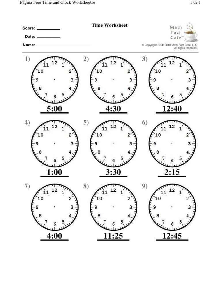 Time Worksheet: All Rights Reserved | PDF