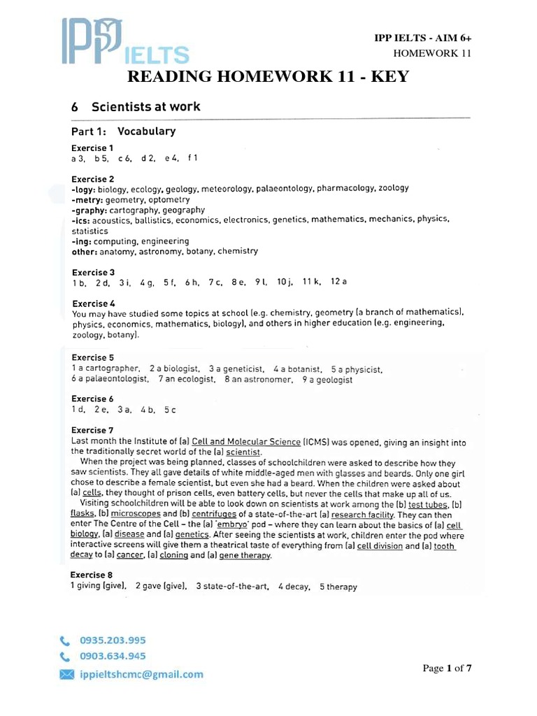 IPP IELTS Homework 11 Key | PDF | Cooking, Food & Wine