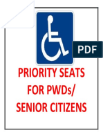 Priority Seats For PWDS/ Senior Citizens