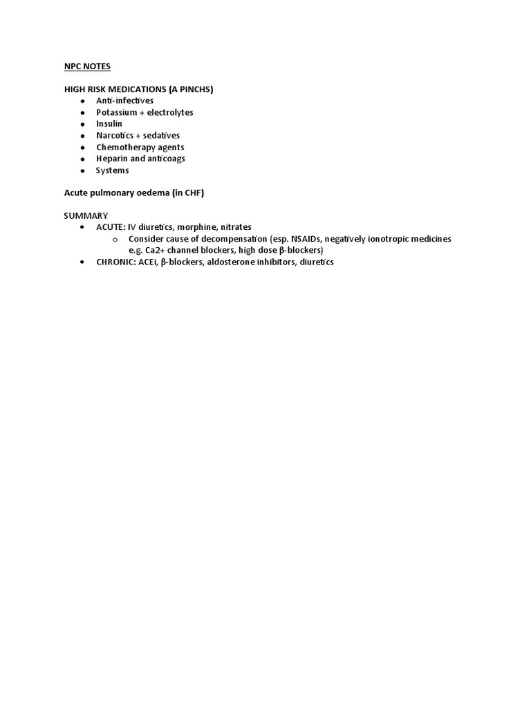High-Risk Medications for CHF Management | PDF