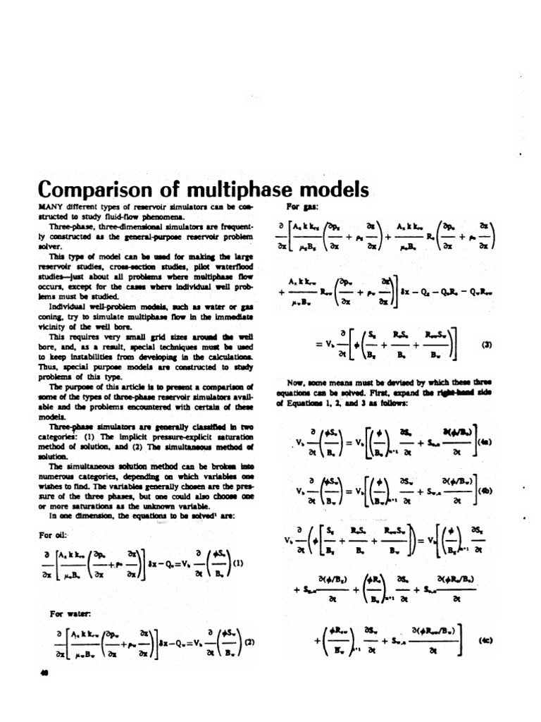 Three-Phase Reservoir Simulation Models | PDF | Flux | Mathematical ...