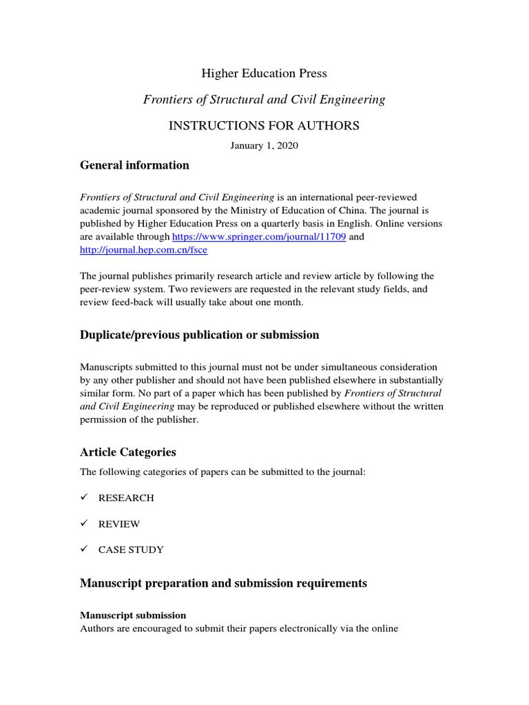 Instruction For Authors 2020 5 8 Pdf Academic Journal Academic